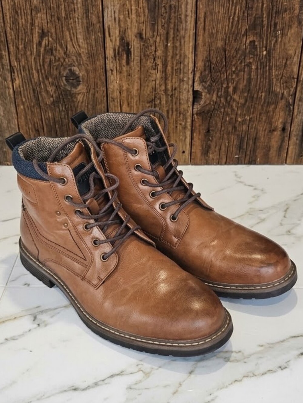 Madden Men MTRIAD Tan Brown Synthetic Leather Ankle Boots Size 11